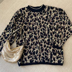 Vintage Rose Brand Made in USA Gold Metallic Leopard Vintage 80's Sweater M